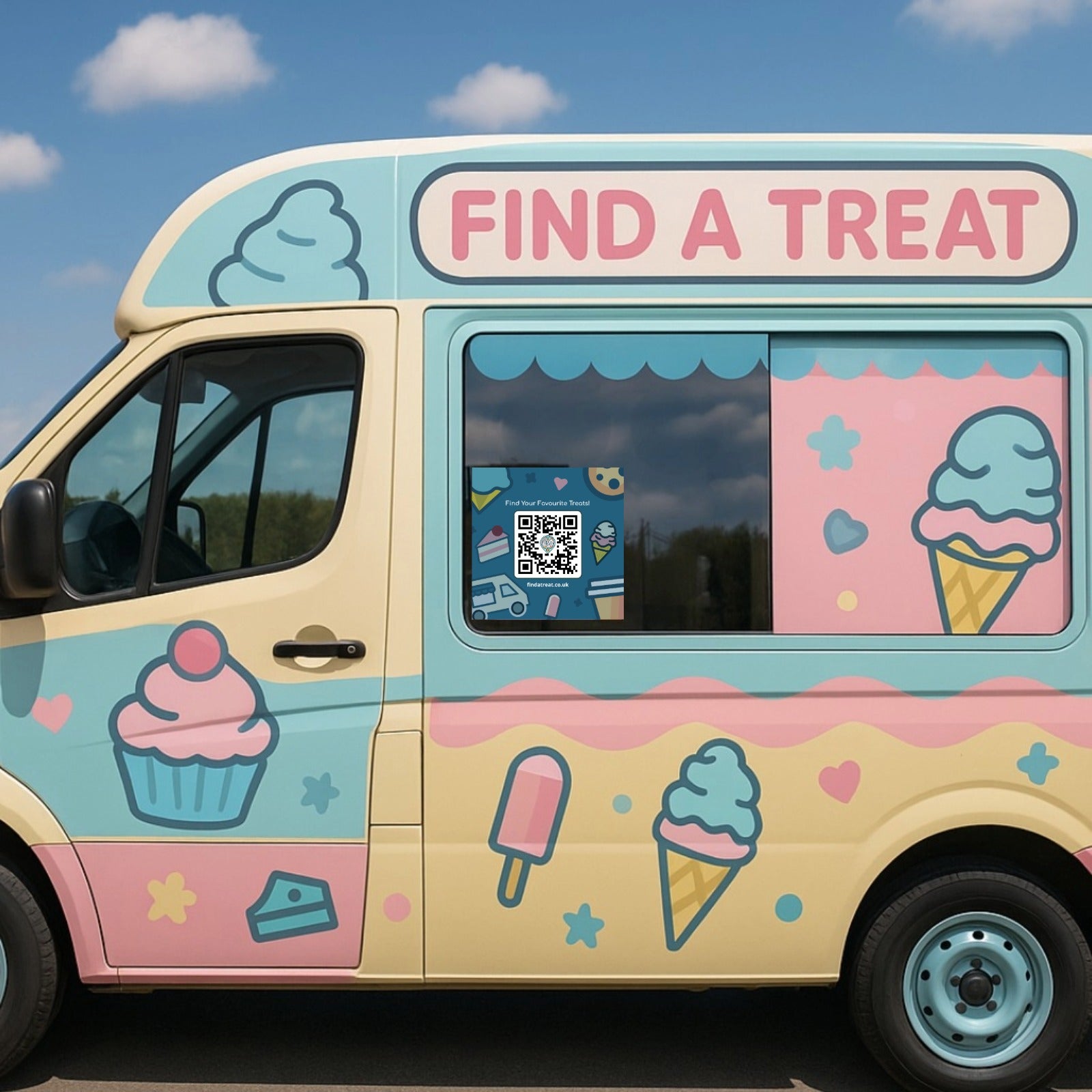 Find a Treat Blueberry Van Sticker