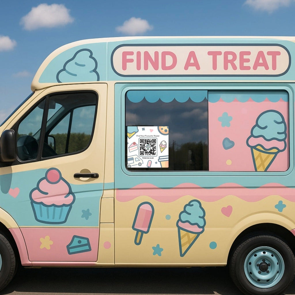 Find a Treat White Van Sticker